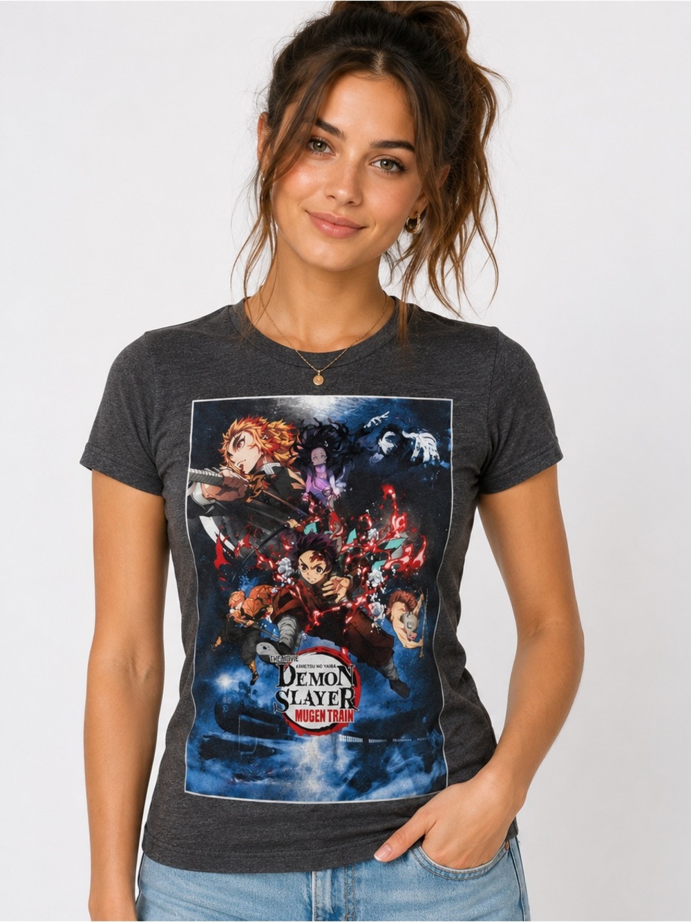 Demon Slayer Mugen Train Movie T Shirt XS Anime Tanjiro Rengoku Graphic Tee